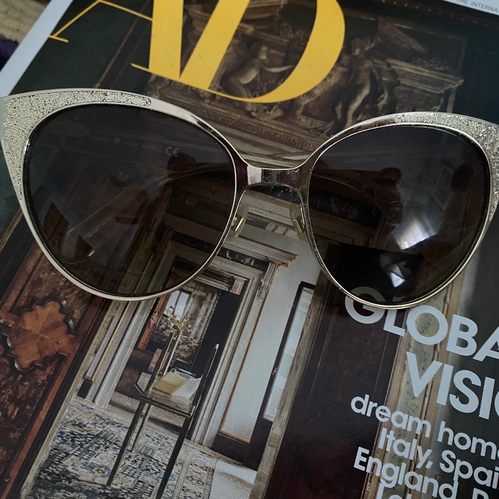 Kate Spade Gold Glitter Cat Eye Sunglasses
